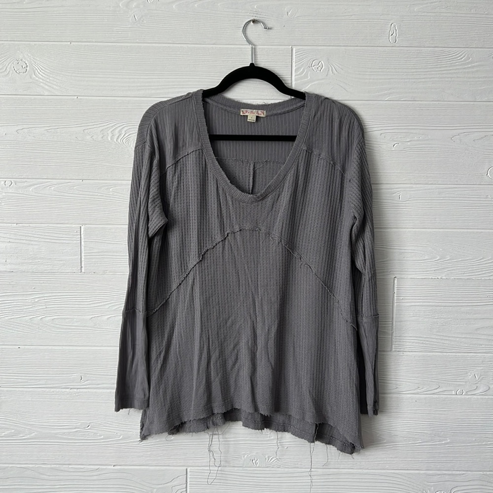 It’s our time lavender gray vneck long sleeve waffle knit size large